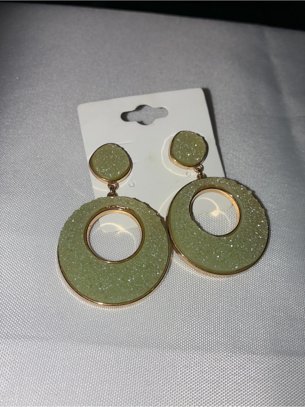 SUGARFIX by BaubleBar Mint Green Faux Druzy Hoop Drop Earrings - Picture 5 of 7